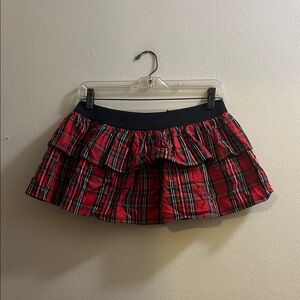 Red Plaid Tiered Mini Skirt 🌹